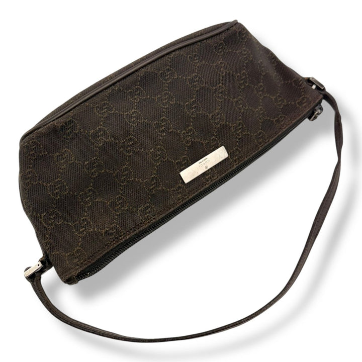 Gucci GG Supreme Brown Boat Pochette Handbag - Lux Central