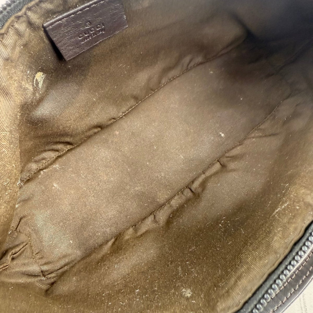 Gucci GG Supreme Brown Boat Pochette Handbag - Lux Central