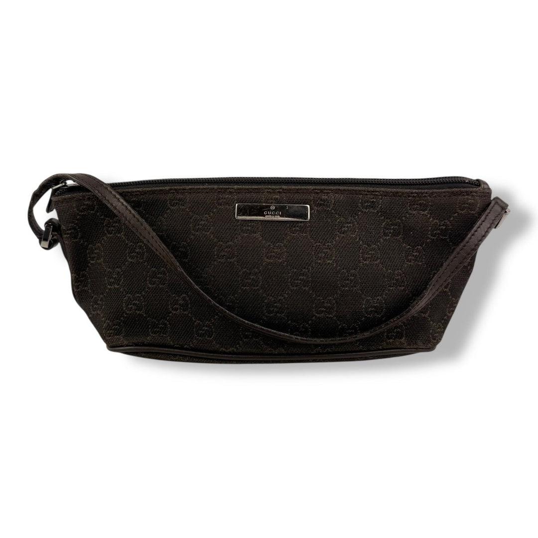 Gucci GG Supreme Brown Boat Pochette Handbag - Lux Central