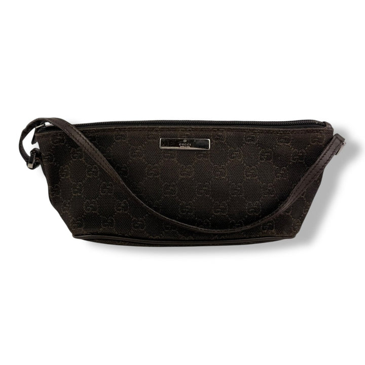 Gucci GG Supreme Brown Boat Pochette Handbag - Lux Central