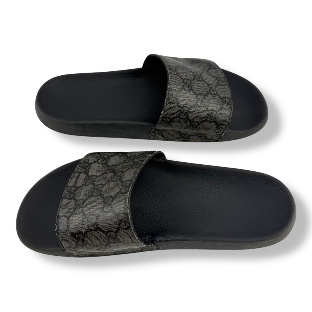 Gucci GG Supreme Canvas Black/Grey Men’s Slides UK 9 / EU 43 - Lux Central