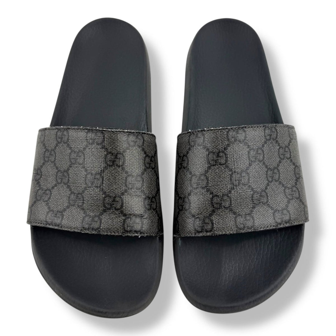 Gucci GG Supreme Canvas Black/Grey Men’s Slides UK 9 / EU 43 - Lux Central