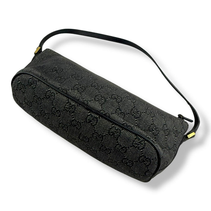 Gucci GG Supreme Grey/Black Boat Pochette Handbag - Lux Central
