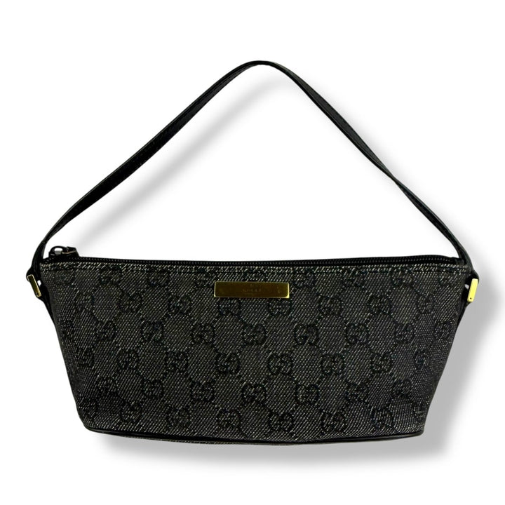 Gucci GG Supreme Grey/Black Boat Pochette Handbag - Lux Central