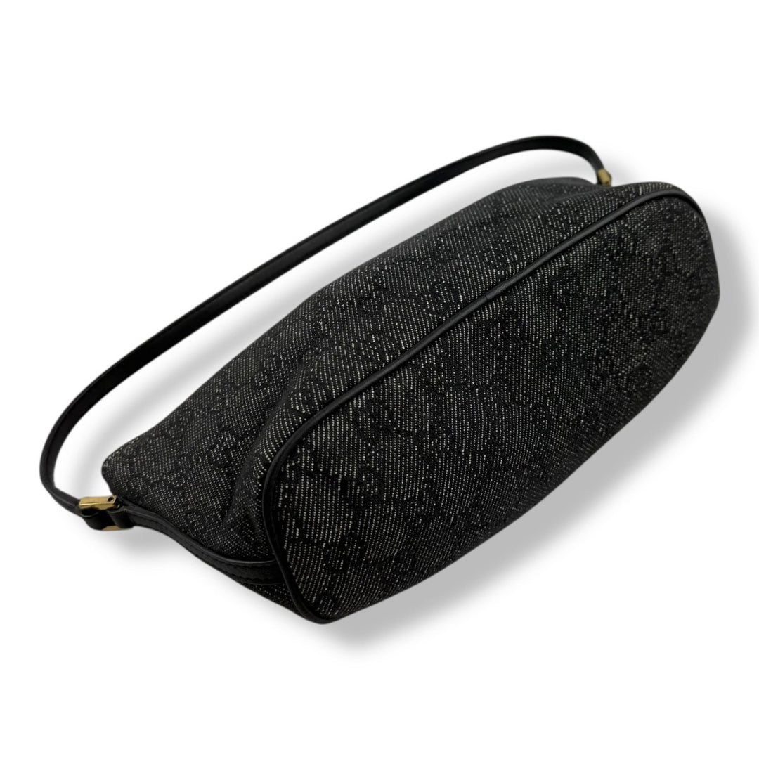 Gucci GG Supreme Grey/Black Boat Pochette Handbag - Lux Central