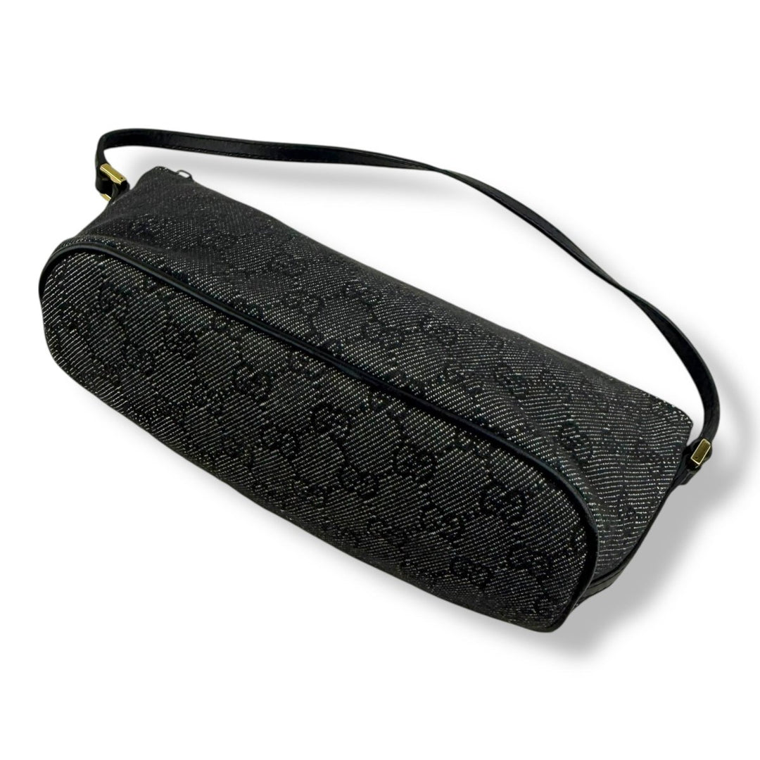 Gucci GG Supreme Grey/Black Boat Pochette Handbag - Lux Central