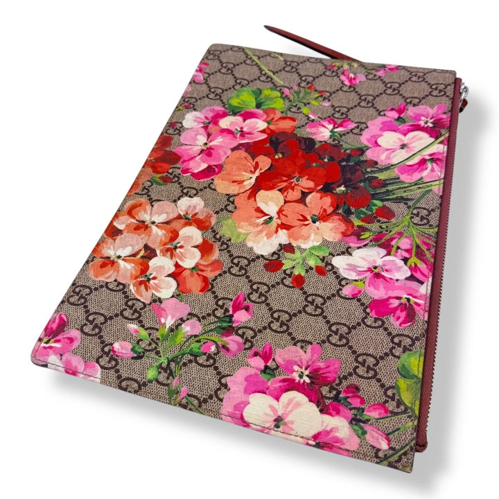 Gucci GG Supreme Large Pink Bloom Clutch Pouch - Lux Central