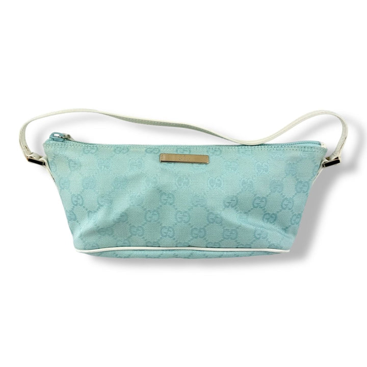 Gucci GG Supreme Light Blue Boat Pochette Handbag - Lux Central