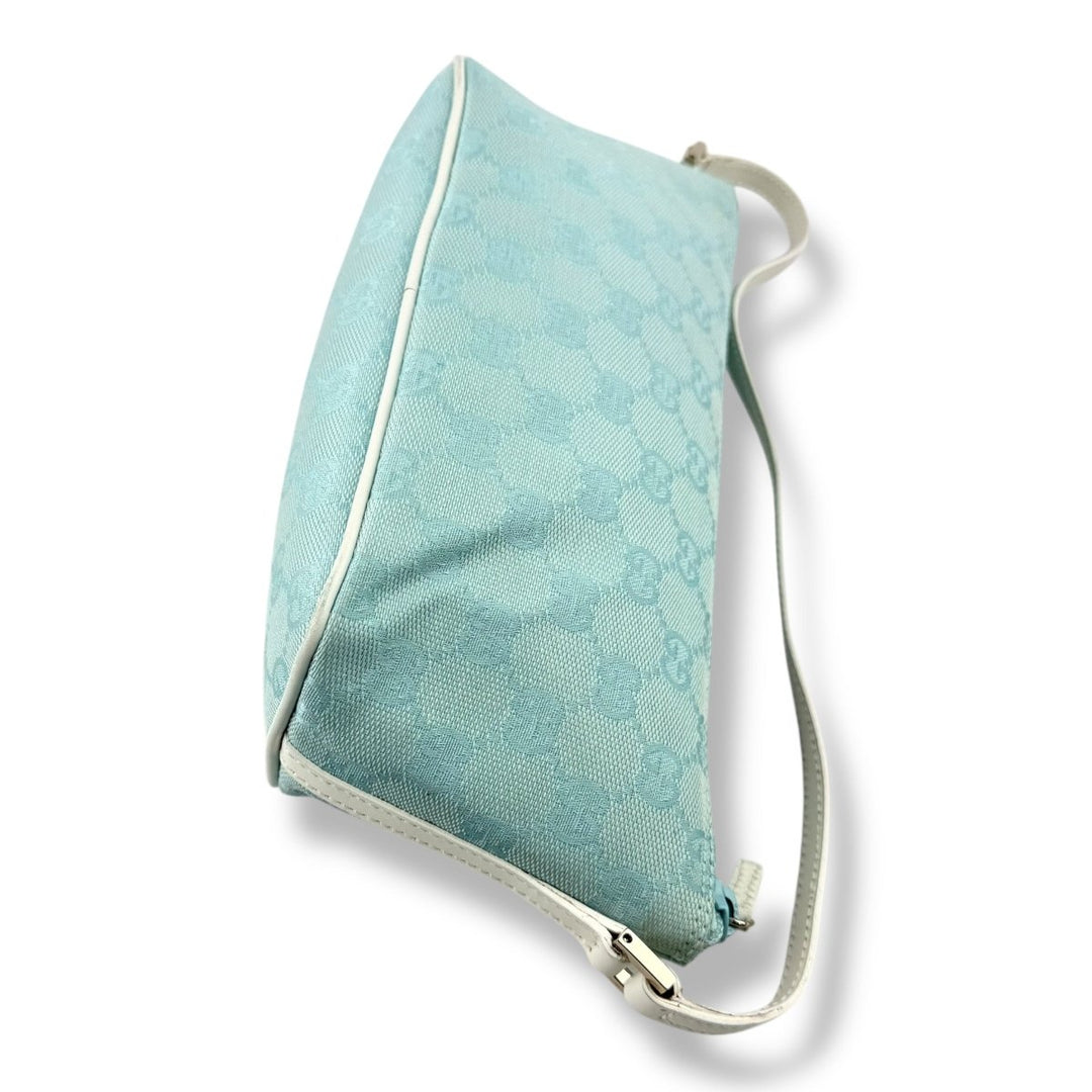 Gucci GG Supreme Light Blue Boat Pochette Handbag - Lux Central