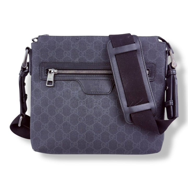 Gucci GG Supreme Monogram Small Black Messenger Bag - Lux Central