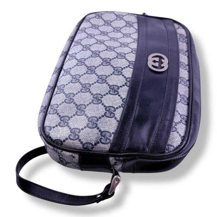 Gucci GG Supreme Monogram Vintage Beige/Navy Crossbody Handbag - Lux Central