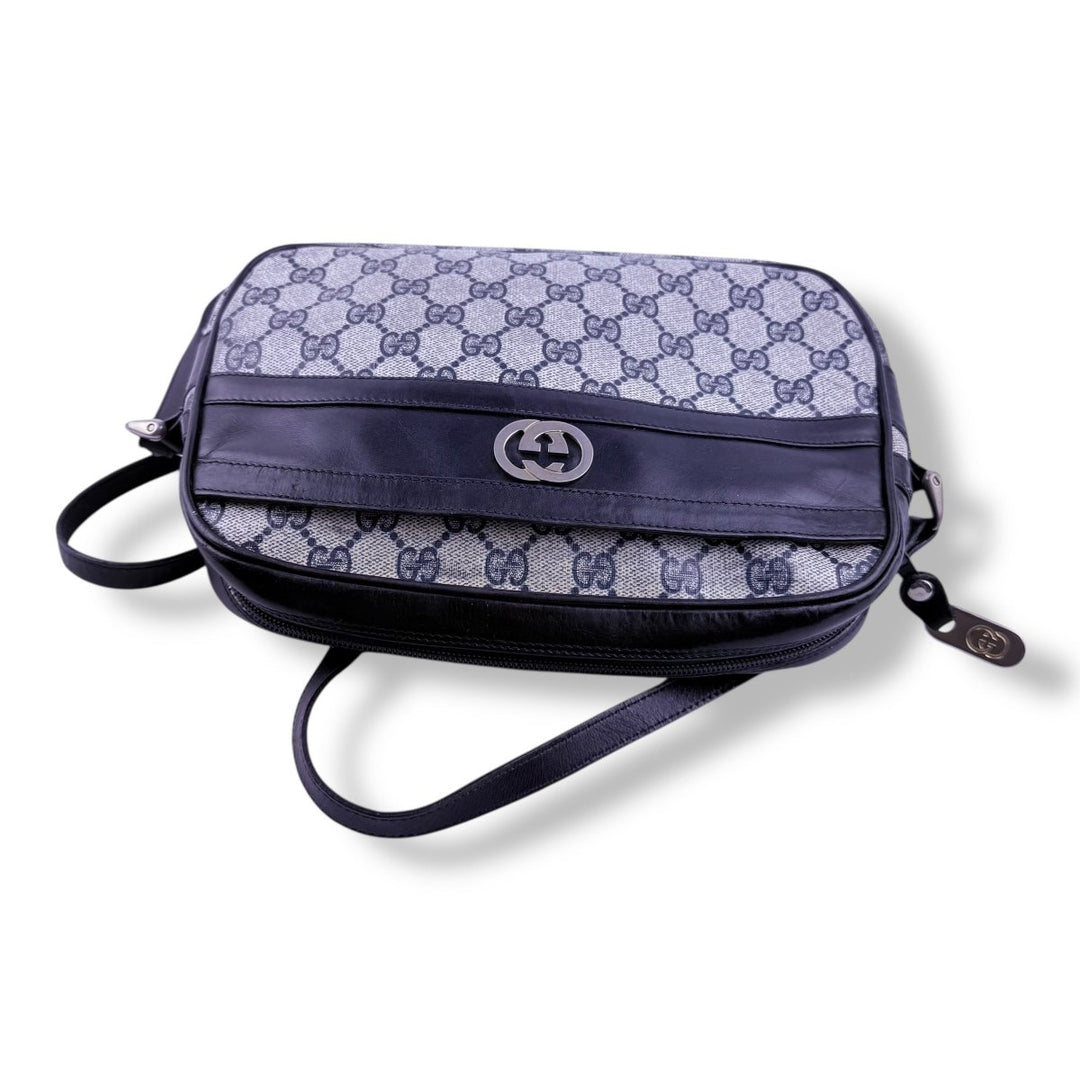 Gucci GG Supreme Monogram Vintage Beige/Navy Crossbody Handbag - Lux Central