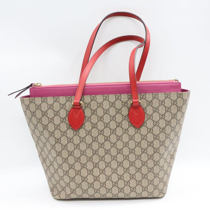 Gucci GG Supreme Monogram Zippered Bucket Tote Beige - Lux Central