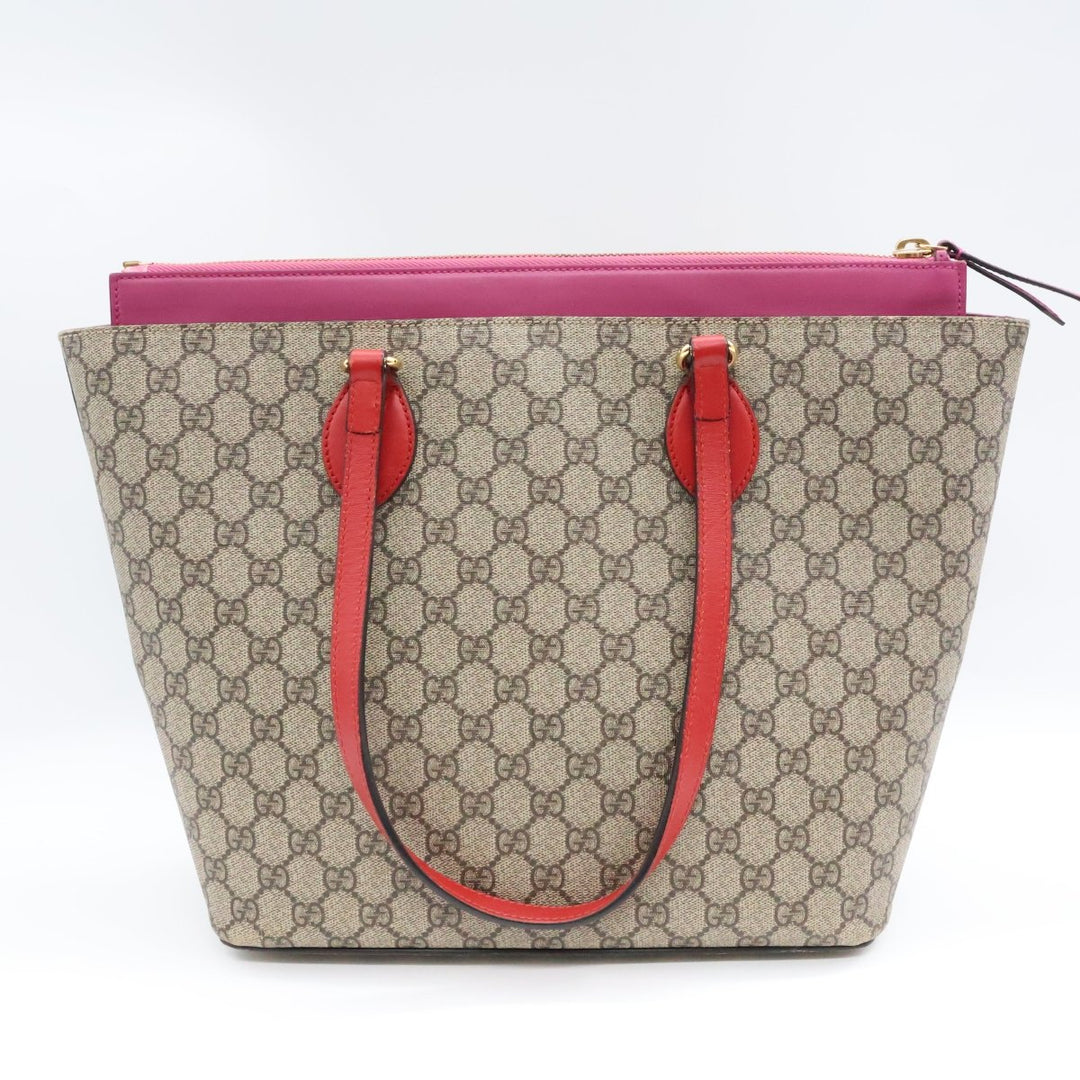 Gucci GG Supreme Monogram Zippered Bucket Tote Beige - Lux Central