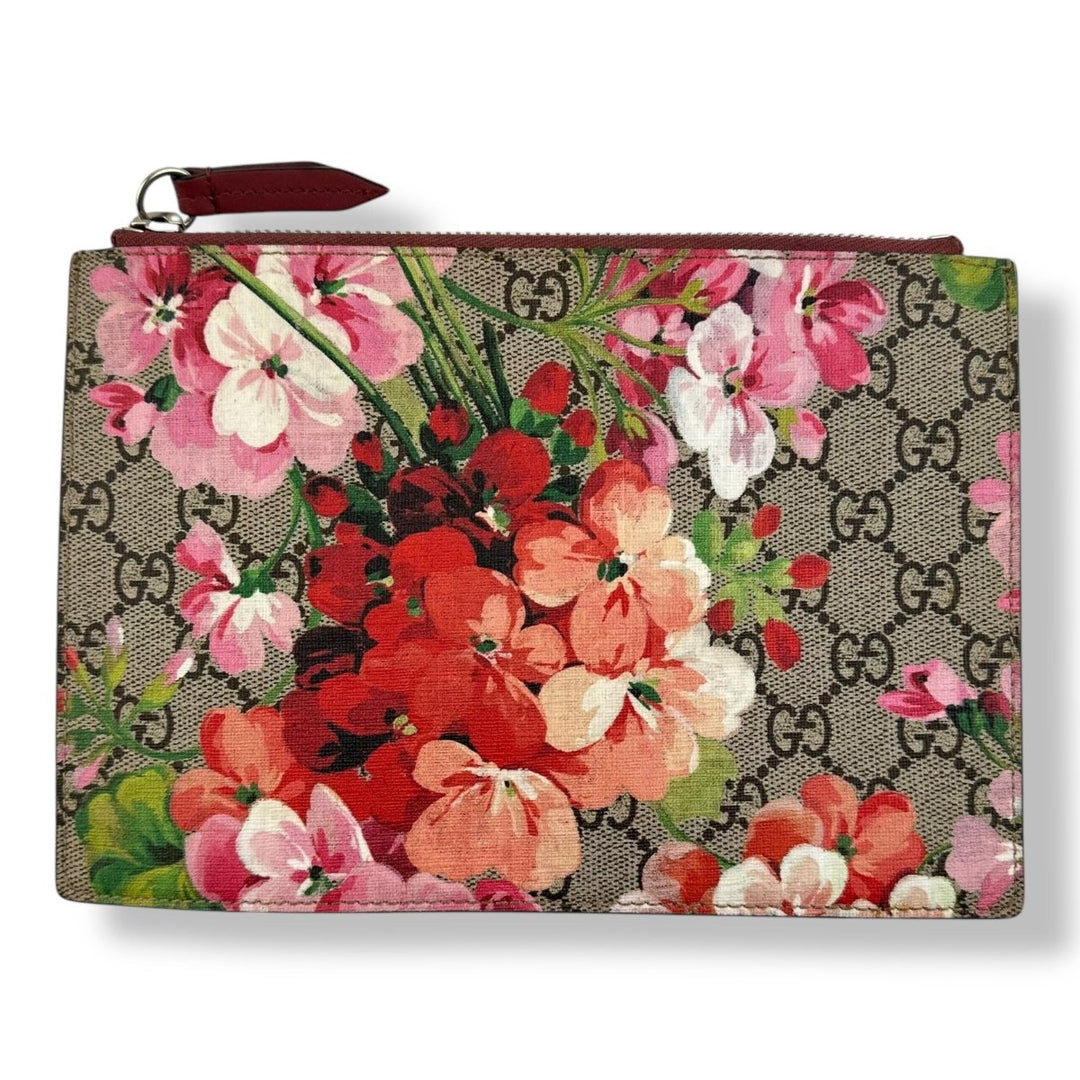 Gucci GG Supreme Pink Bloom Clutch Pouch Lux Central