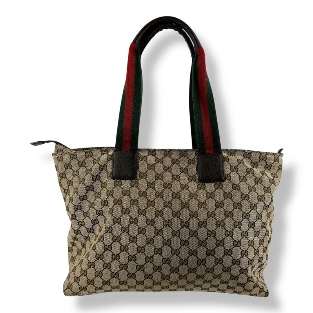 Gucci GG Supreme Sherry Canvas Monogram Beige Tote Handbag - Lux Central