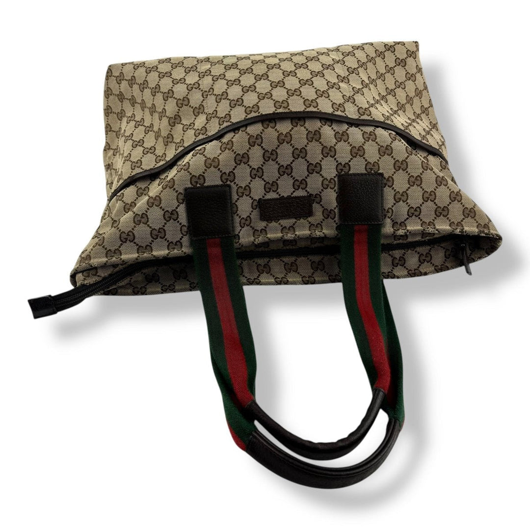 Gucci GG Supreme Sherry Canvas Monogram Beige Tote Handbag - Lux Central