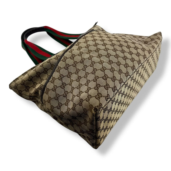 Gucci GG Supreme Sherry Canvas Monogram Beige Tote Handbag - Lux Central