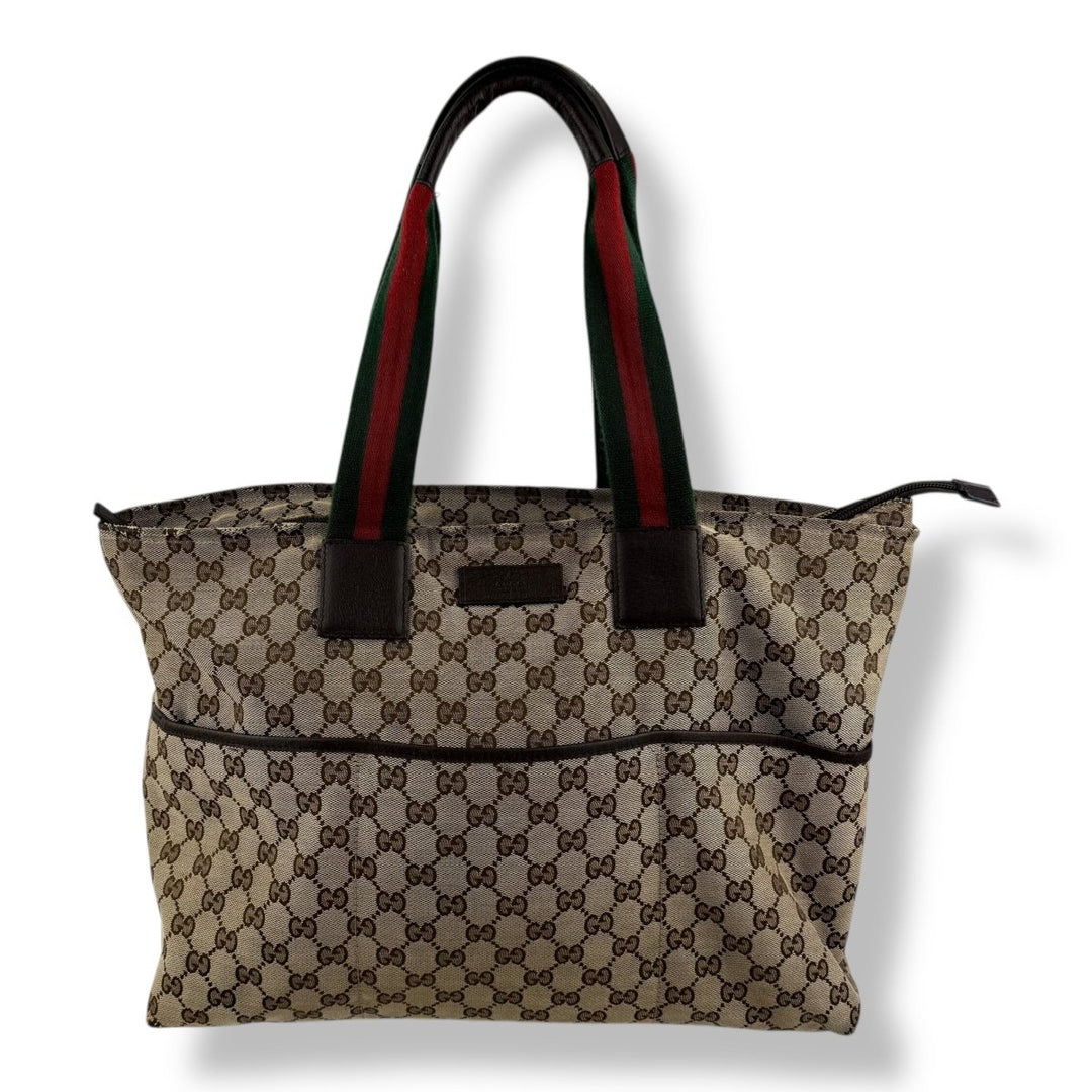 Gucci GG Supreme Sherry Canvas Monogram Beige Tote Handbag - Lux Central