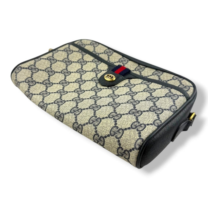 Gucci GG Supreme Sherry Line Beige/Navy Crossbody Bag - Lux Central
