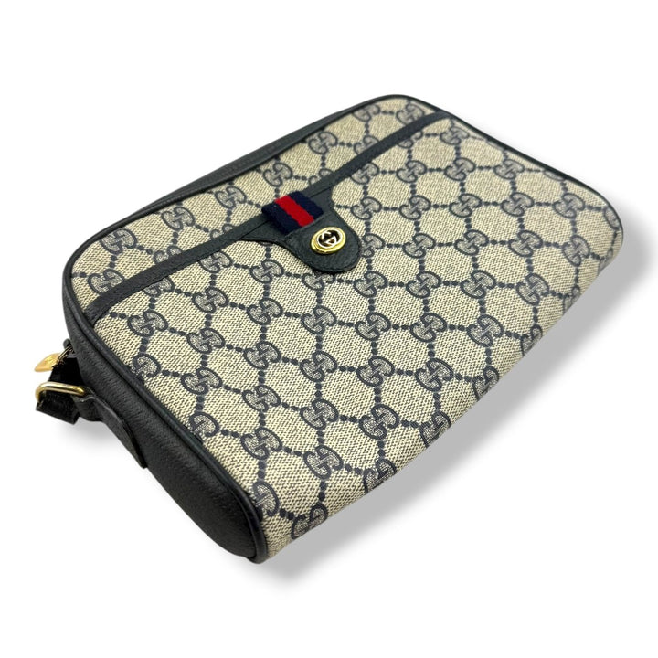 Gucci GG Supreme Sherry Line Beige/Navy Crossbody Bag - Lux Central