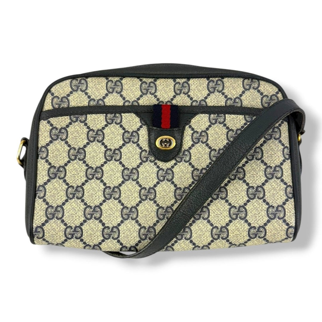 Gucci GG Supreme Sherry Line Beige/Navy Crossbody Bag - Lux Central