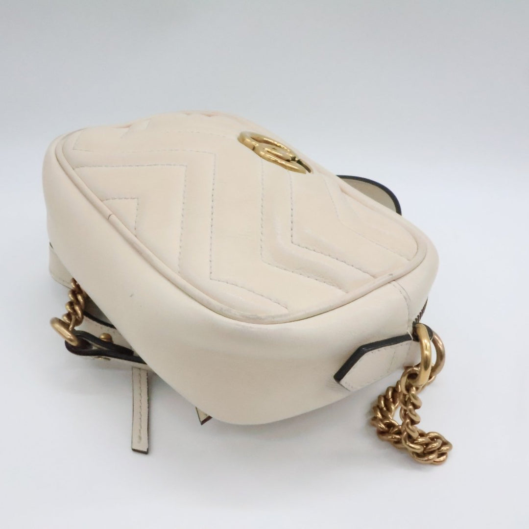 Gucci GG White Mini Marmont Leather Handbag - Lux Central