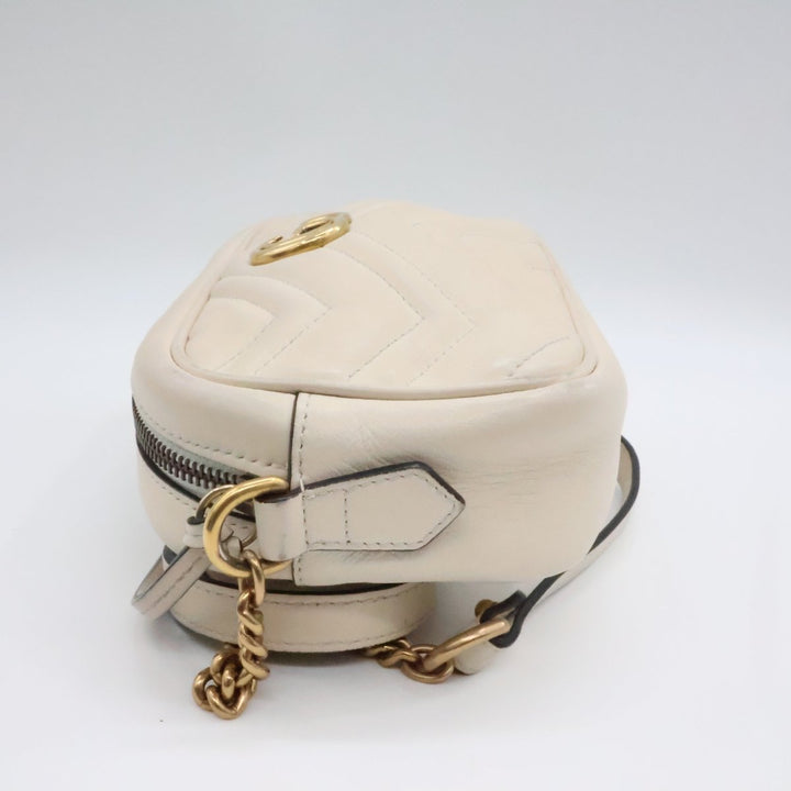 Gucci GG White Mini Marmont Leather Handbag - Lux Central