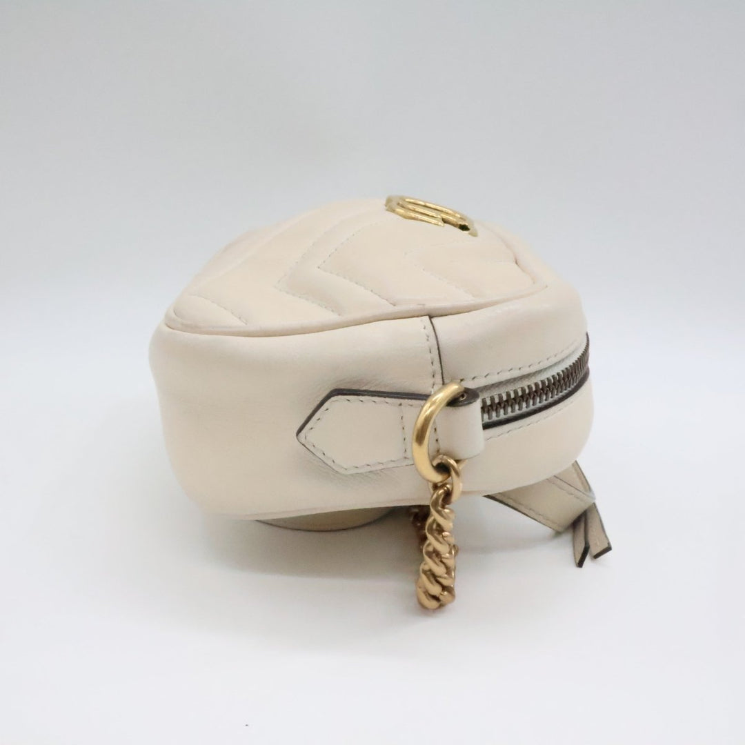 Gucci GG White Mini Marmont Leather Handbag - Lux Central