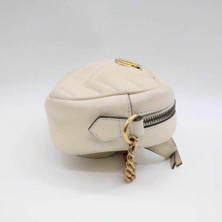 Gucci GG White Mini Marmont Leather Handbag - Lux Central