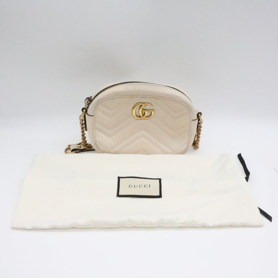Gucci GG White Mini Marmont Leather Handbag - Lux Central