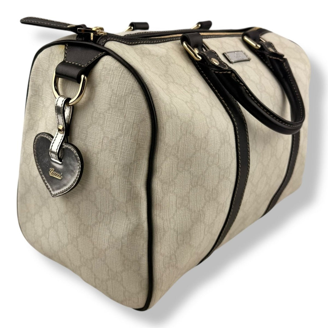 Gucci GG White/Black Boston Canvas Bag - Lux Central