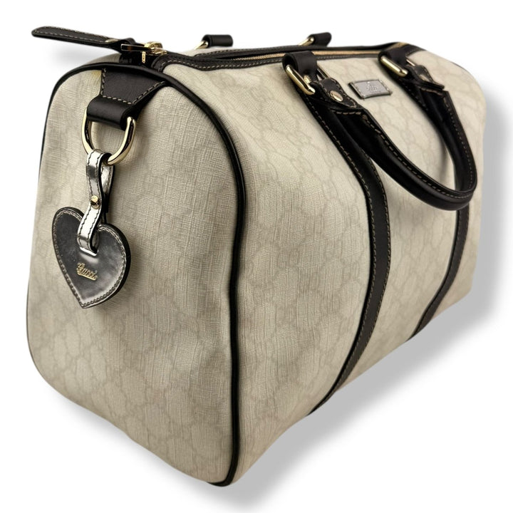Gucci GG White/Black Boston Canvas Bag - Lux Central