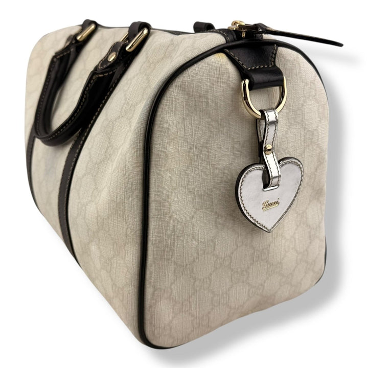 Gucci GG White/Black Boston Canvas Bag - Lux Central
