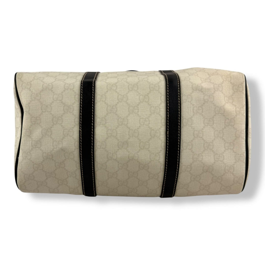 Gucci GG White/Black Boston Canvas Bag - Lux Central