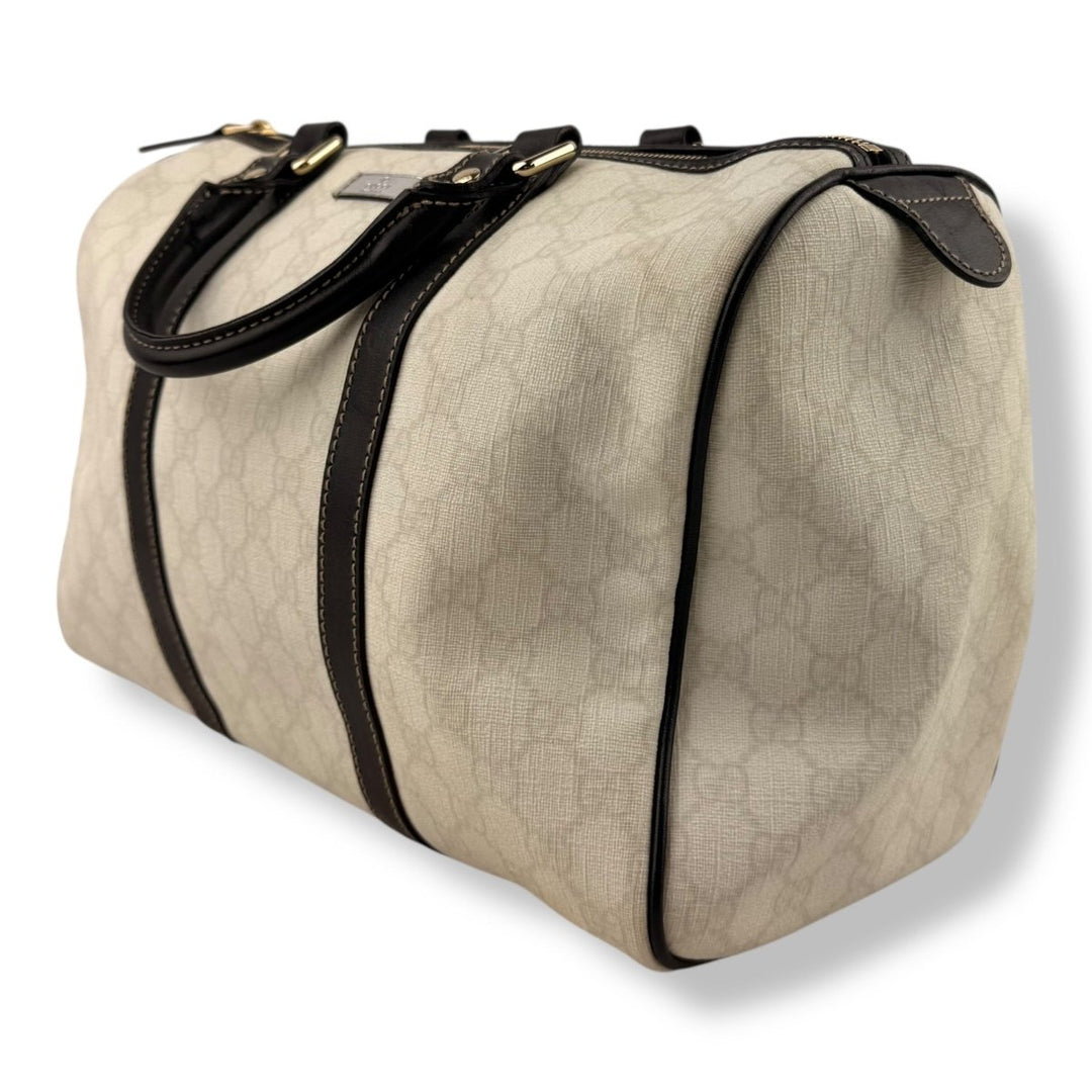 Gucci GG White/Black Boston Canvas Bag - Lux Central