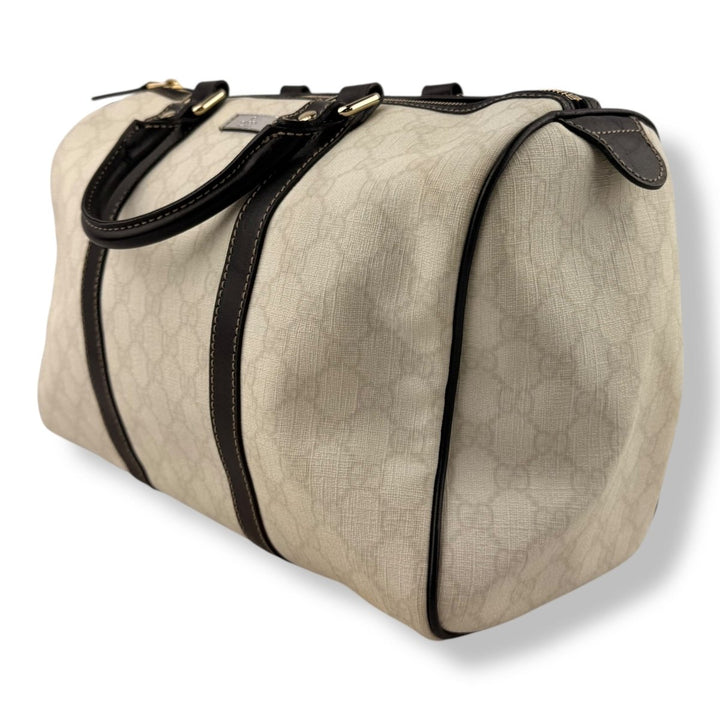 Gucci GG White/Black Boston Canvas Bag - Lux Central