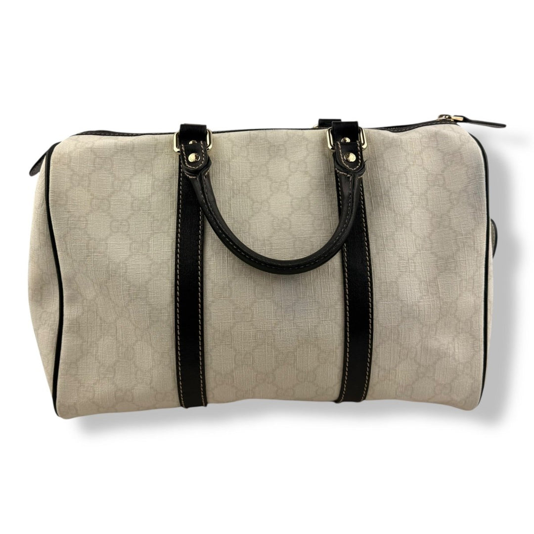 Gucci GG White/Black Boston Canvas Bag - Lux Central