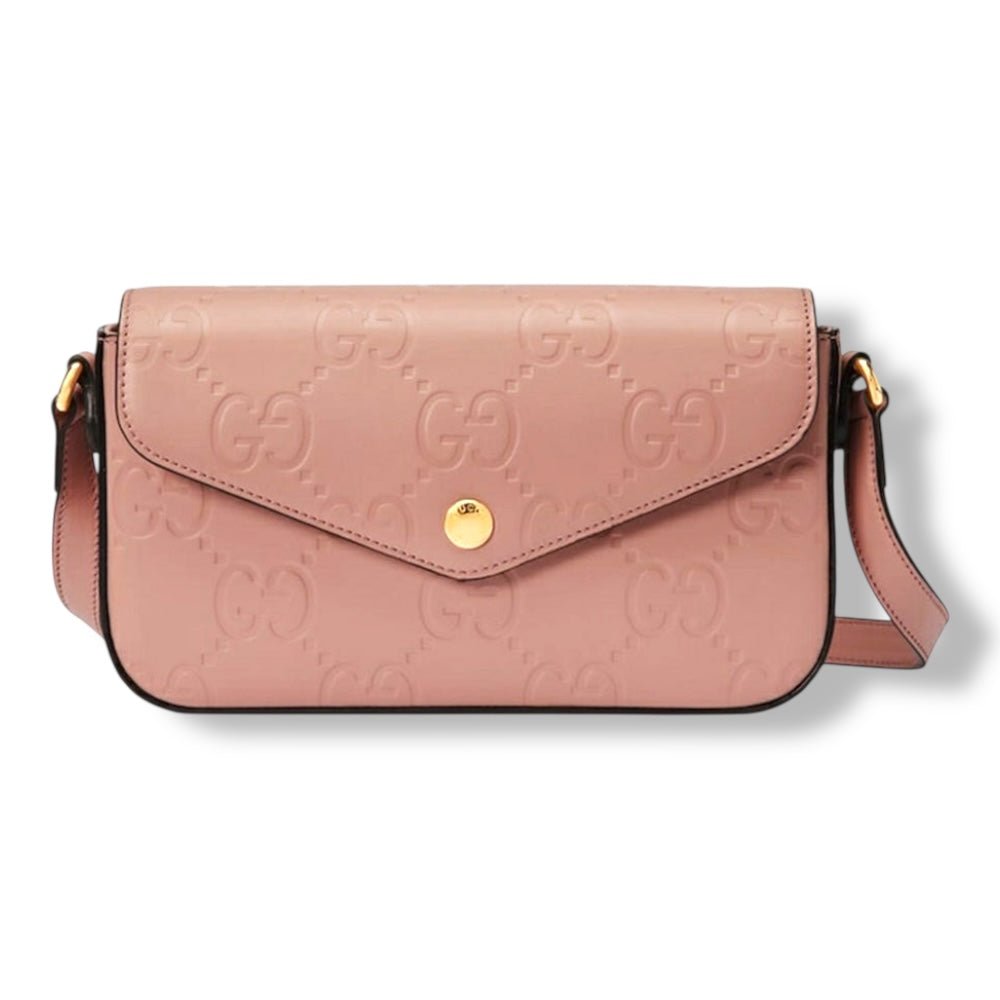 Gucci Gilbert GG Monogram Pink Crossbody Handbag - Lux Central