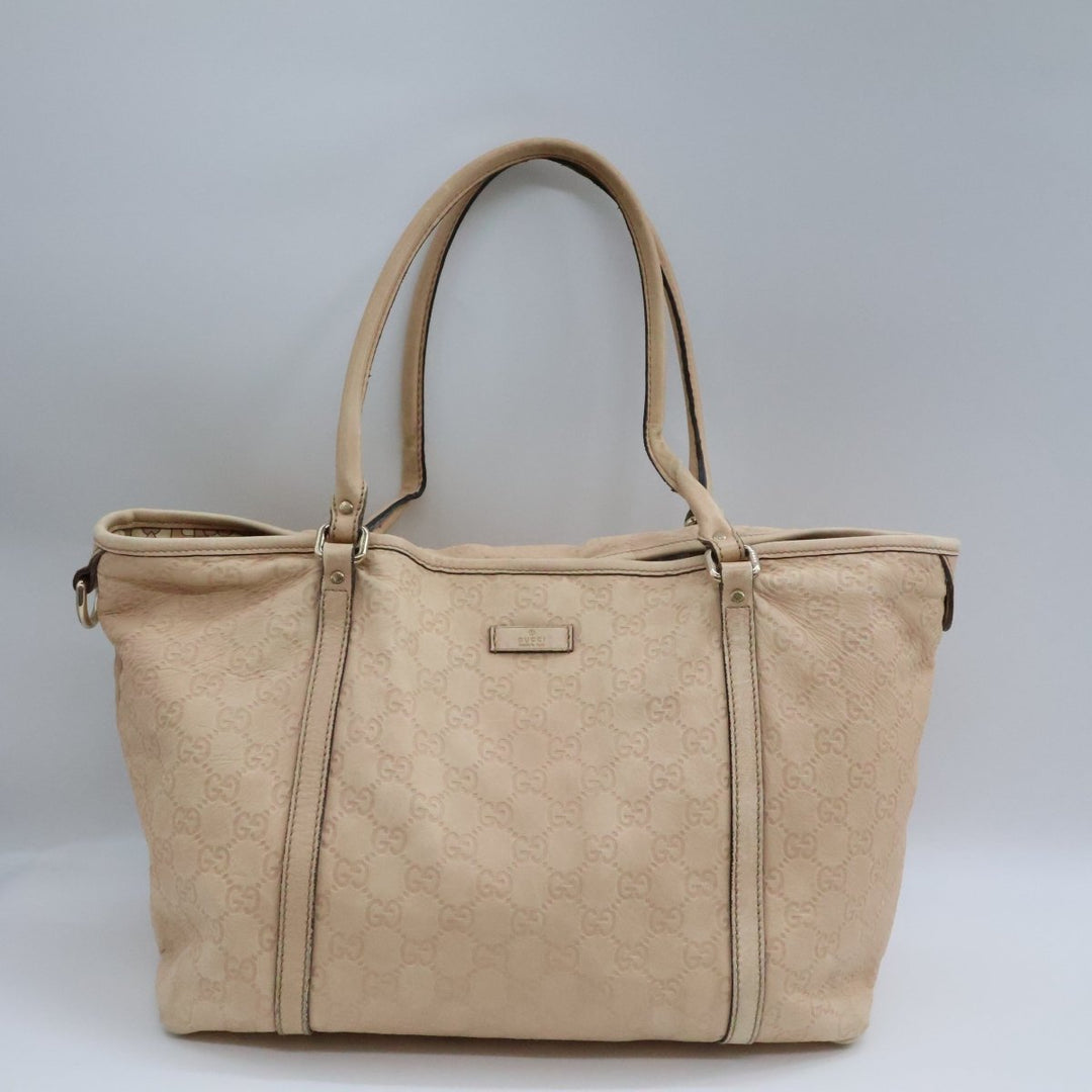 Gucci Guccissima Beige Leather Tote Bag - Lux Central