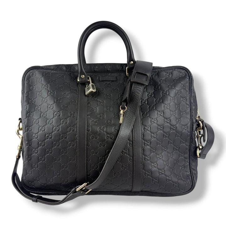 Gucci Guccissima Black Briefcase Business Bag - Lux Central