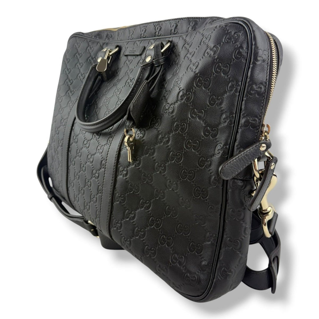 Gucci Guccissima Black Briefcase Business Bag - Lux Central