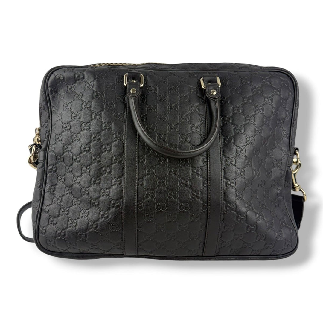 Gucci Guccissima Black Briefcase Business Bag - Lux Central