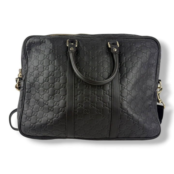 Gucci Guccissima Black Briefcase Business Bag - Lux Central