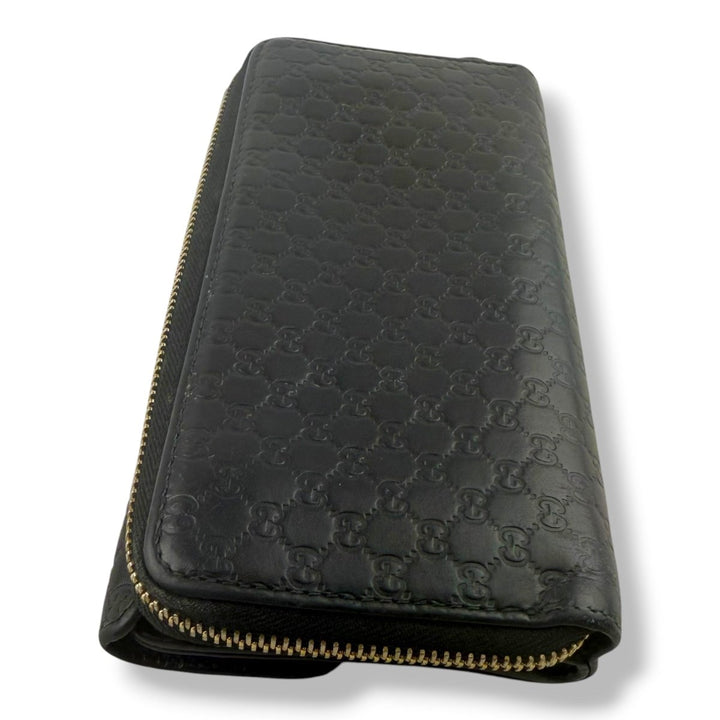 Gucci Guccissima Black Zip Around Long Wallet - Lux Central