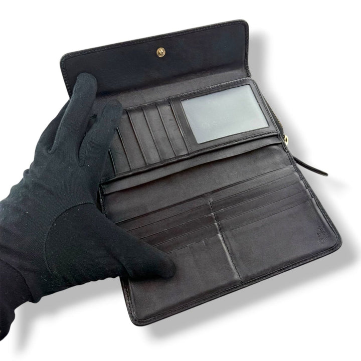 Gucci Guccissima Black Zip Around Long Wallet - Lux Central