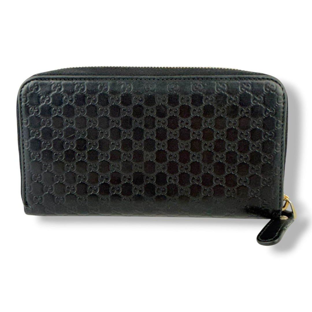 Gucci Guccissima Black Zip Around Long Wallet - Lux Central