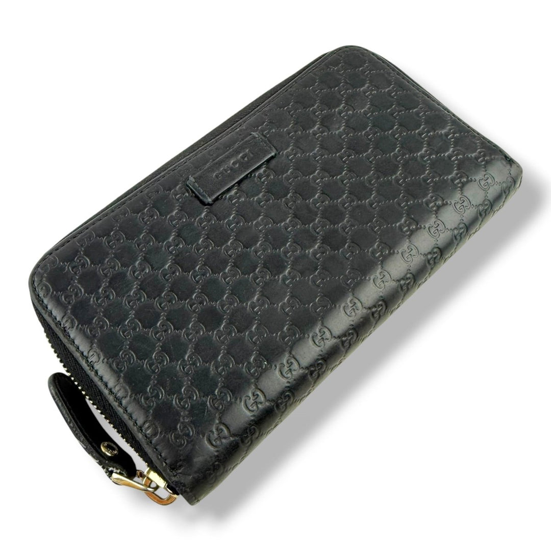 Gucci Guccissima Black Zip Around Long Wallet - Lux Central