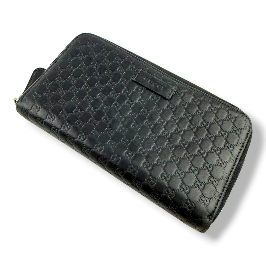 Gucci Guccissima Black Zip Around Long Wallet - Lux Central