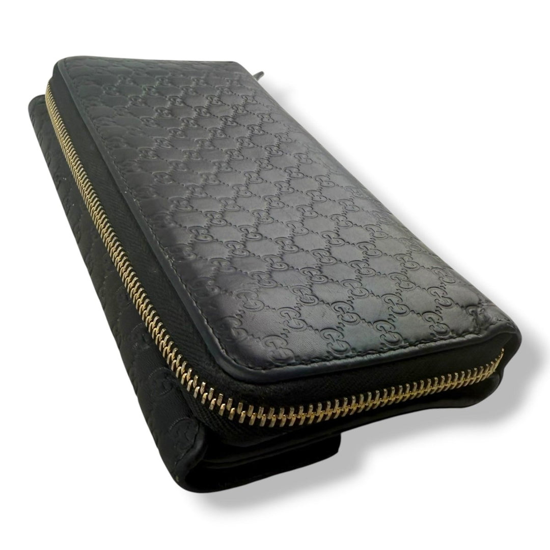 Gucci Guccissima Black Zip Around Long Wallet - Lux Central